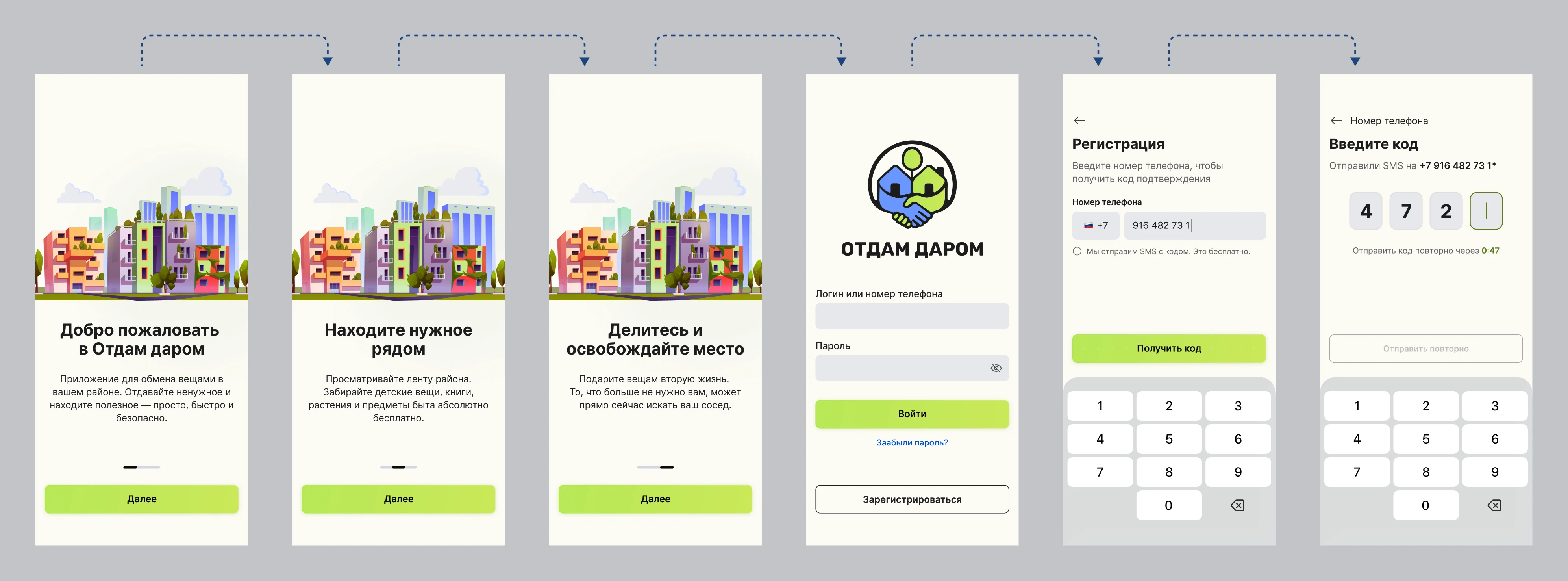 Giveaway — main feed and item cards overview