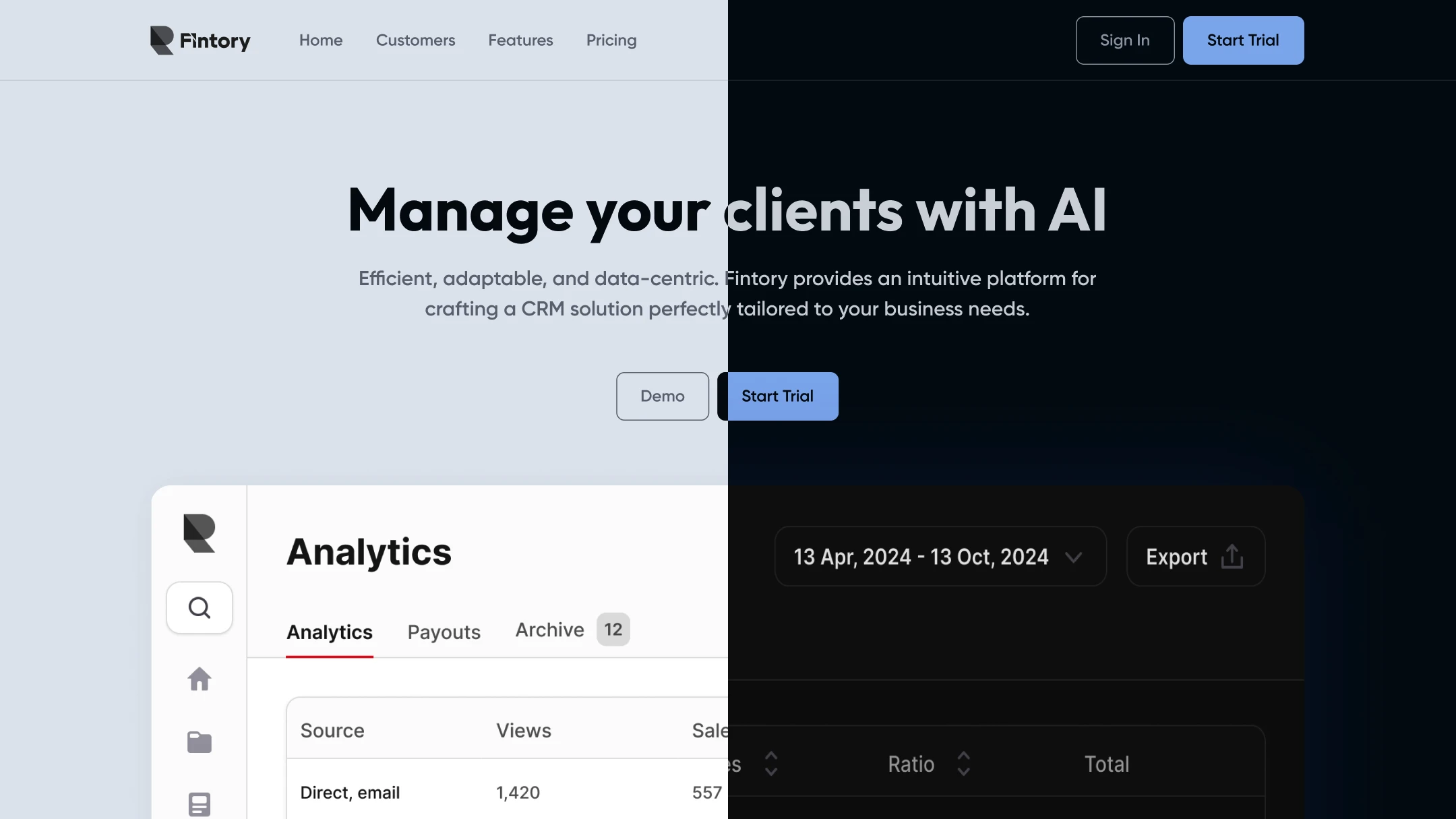 Landing Design — Fintory — SaaS CRM, image 1
